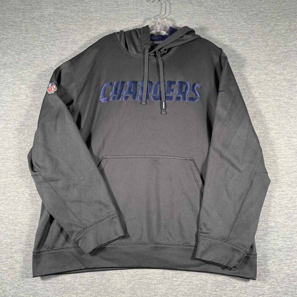 Chargers Hoodie Sweatshirt Mens 2XL Gray NFL Football Nike Therma Fit On Field